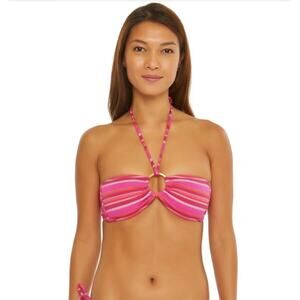 Trina Turk Womens Marai Ring Bandeau Bikini Top - Adjustable, Tie Back Size 4